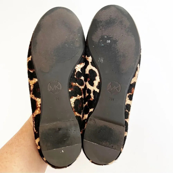 MICHAEL Michael Kors‎ Size 7 Leopard Calf Hair Leather Loafers Logo Hardware MK - Picture 3 of 11